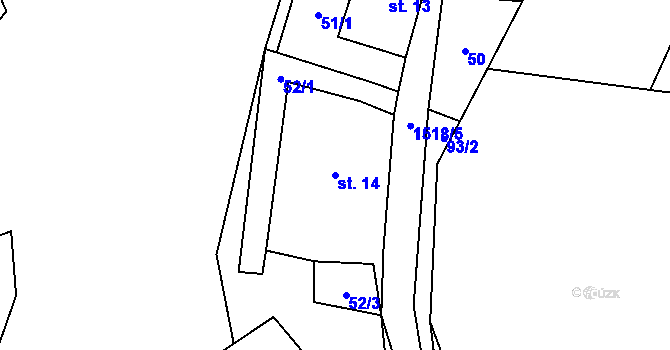 Parcela st. 14 v KÚ Losiny, Katastrální mapa