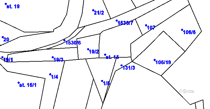 Parcela st. 15 v KÚ Losiny, Katastrální mapa