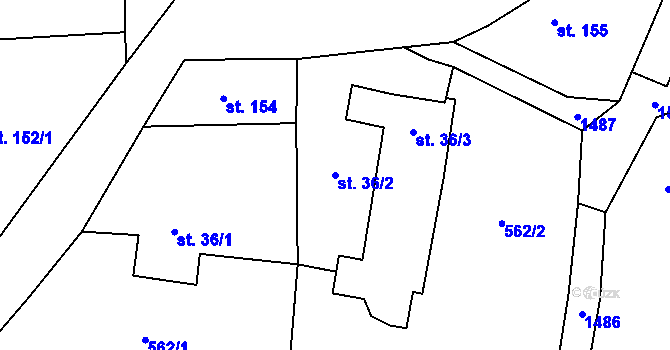 Parcela st. 36/2 v KÚ Losiny, Katastrální mapa