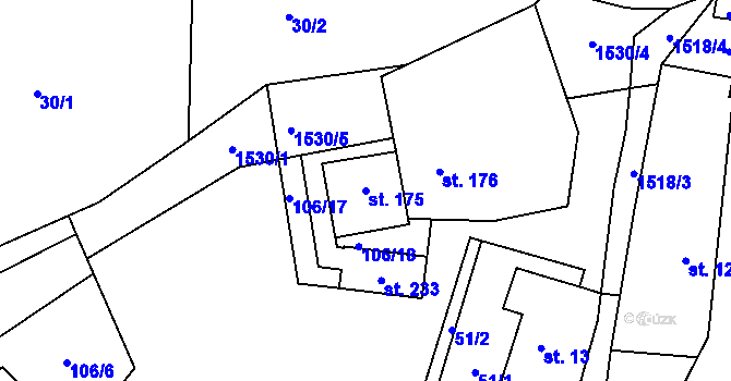 Parcela st. 175 v KÚ Losiny, Katastrální mapa
