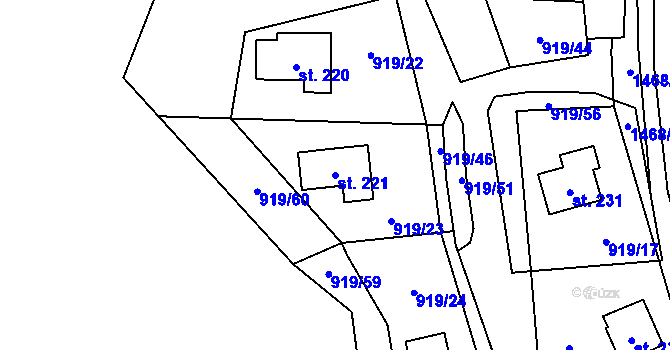 Parcela st. 221 v KÚ Losiny, Katastrální mapa