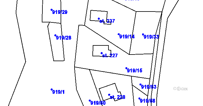 Parcela st. 227 v KÚ Losiny, Katastrální mapa