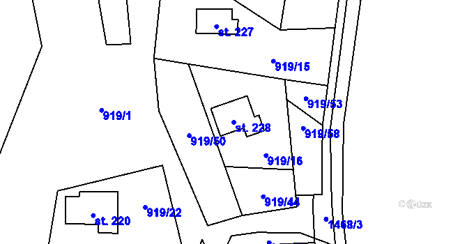Parcela st. 228 v KÚ Losiny, Katastrální mapa