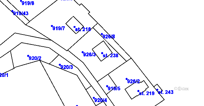 Parcela st. 238 v KÚ Losiny, Katastrální mapa