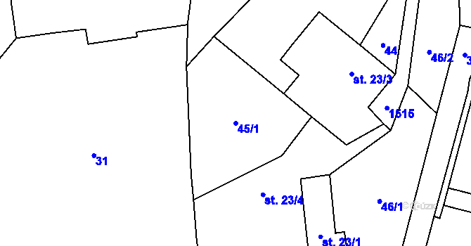 Parcela st. 45/1 v KÚ Losiny, Katastrální mapa