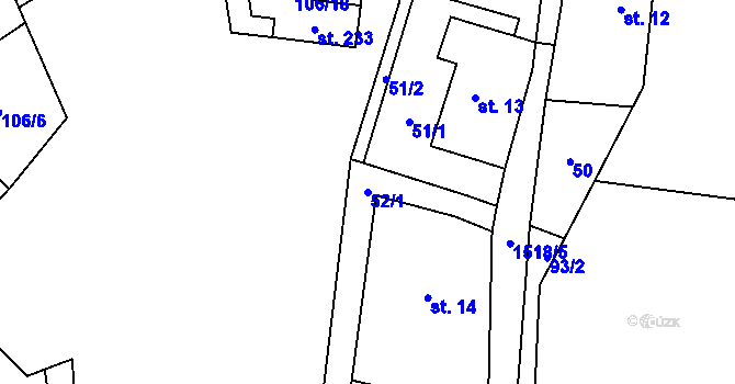 Parcela st. 52/1 v KÚ Losiny, Katastrální mapa