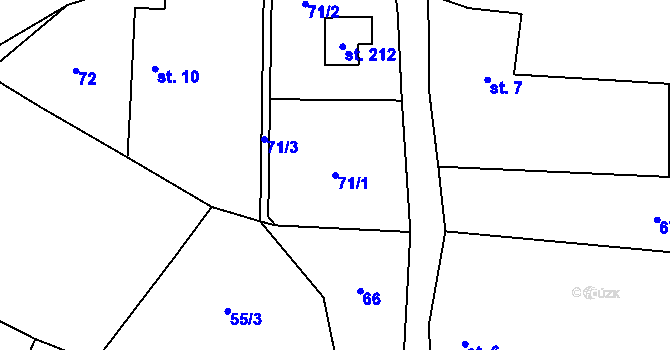 Parcela st. 71/1 v KÚ Losiny, Katastrální mapa
