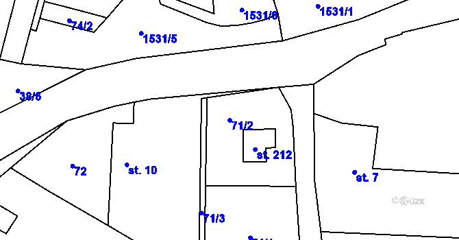 Parcela st. 71/2 v KÚ Losiny, Katastrální mapa