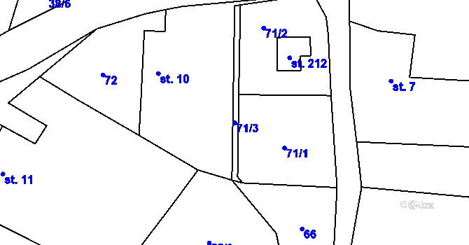 Parcela st. 71/3 v KÚ Losiny, Katastrální mapa