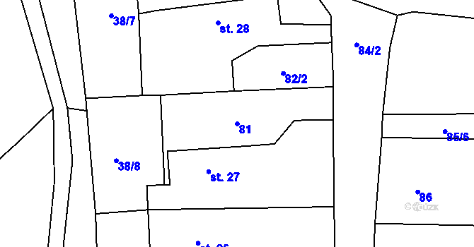 Parcela st. 81 v KÚ Losiny, Katastrální mapa