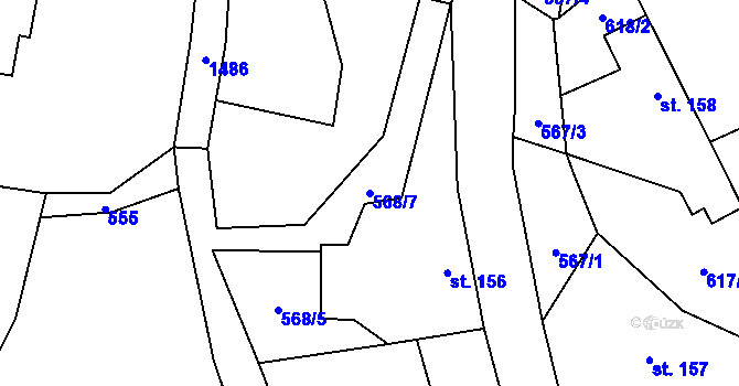 Parcela st. 568/7 v KÚ Losiny, Katastrální mapa