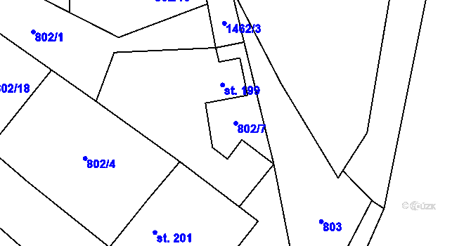 Parcela st. 802/7 v KÚ Losiny, Katastrální mapa
