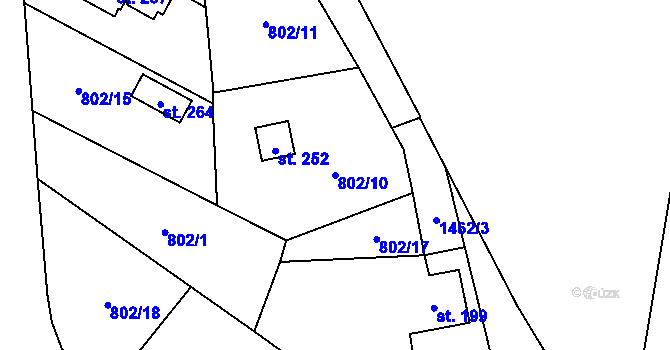 Parcela st. 802/10 v KÚ Losiny, Katastrální mapa