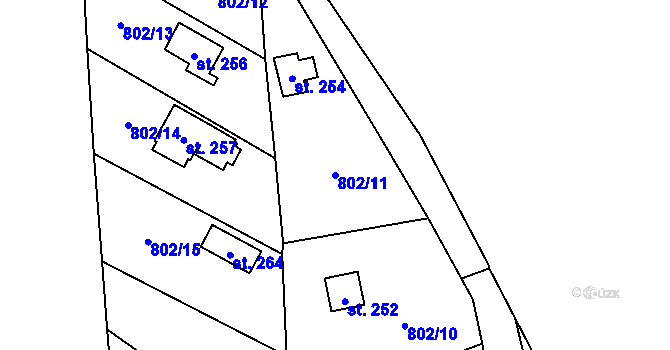 Parcela st. 802/11 v KÚ Losiny, Katastrální mapa