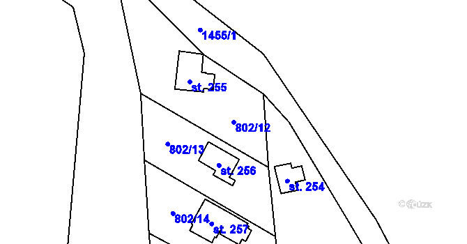 Parcela st. 802/12 v KÚ Losiny, Katastrální mapa