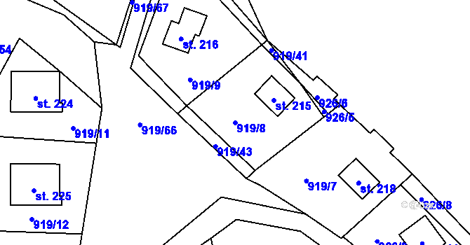 Parcela st. 919/8 v KÚ Losiny, Katastrální mapa