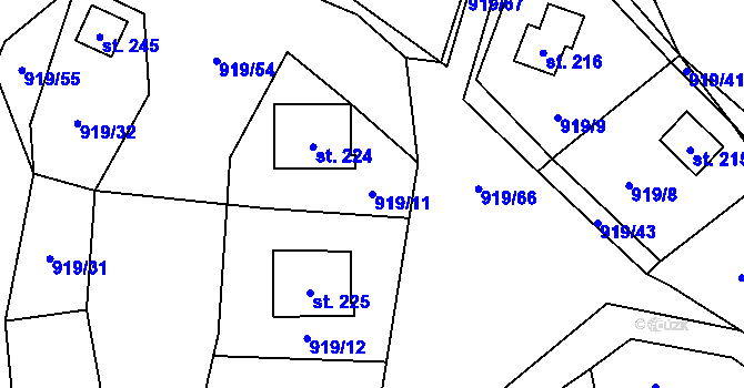Parcela st. 919/11 v KÚ Losiny, Katastrální mapa