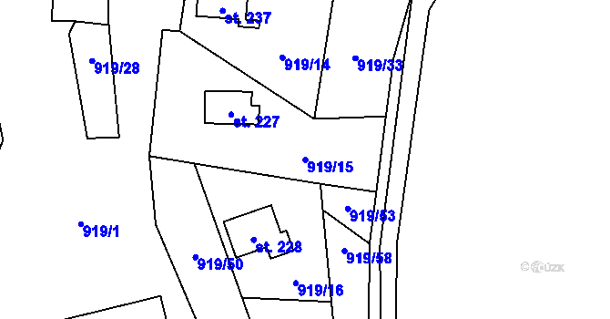 Parcela st. 919/15 v KÚ Losiny, Katastrální mapa