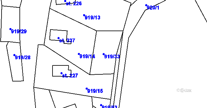 Parcela st. 919/33 v KÚ Losiny, Katastrální mapa