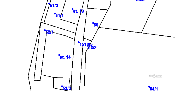 Parcela st. 93/2 v KÚ Losiny, Katastrální mapa