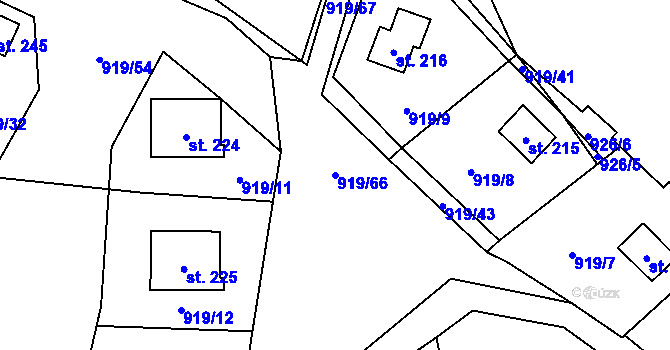 Parcela st. 919/66 v KÚ Losiny, Katastrální mapa