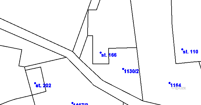 Parcela st. 166 v KÚ Staré Nespeřice, Katastrální mapa