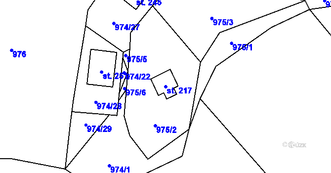 Parcela st. 217 v KÚ Staré Nespeřice, Katastrální mapa