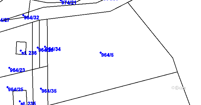 Parcela st. 964/5 v KÚ Staré Nespeřice, Katastrální mapa