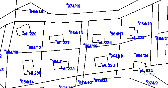 Parcela st. 964/16 v KÚ Staré Nespeřice, Katastrální mapa