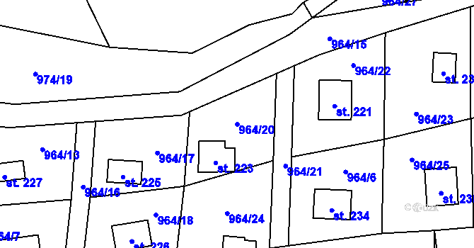 Parcela st. 964/20 v KÚ Staré Nespeřice, Katastrální mapa