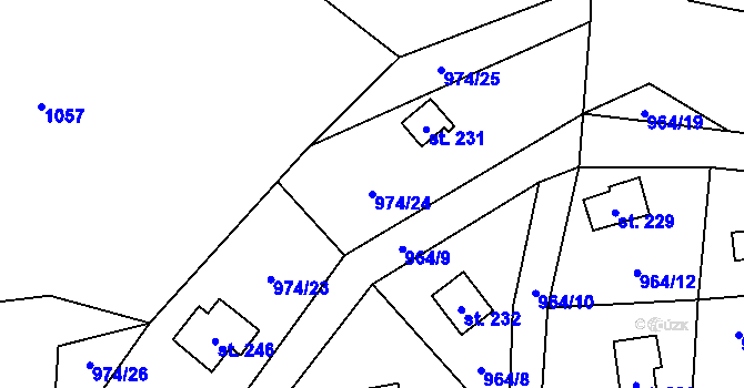 Parcela st. 974/24 v KÚ Staré Nespeřice, Katastrální mapa