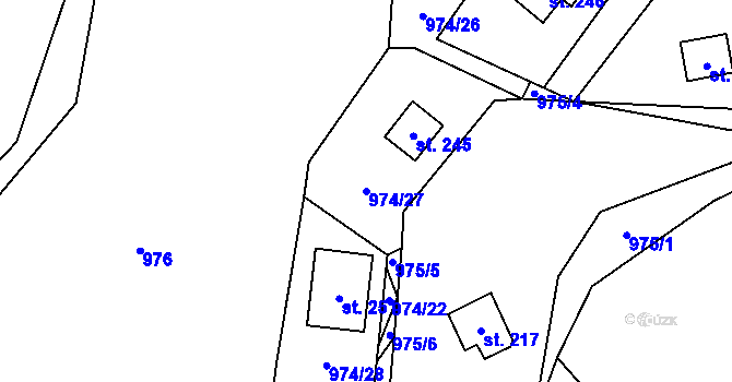 Parcela st. 974/27 v KÚ Staré Nespeřice, Katastrální mapa