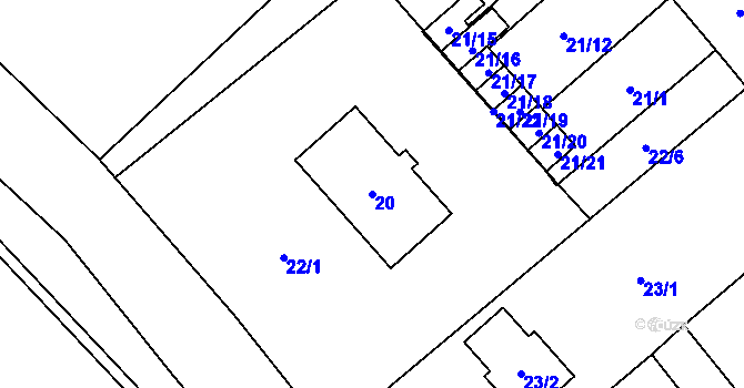 Parcela st. 20 v KÚ Dolní Marklovice, Katastrální mapa