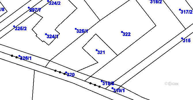 Parcela st. 321 v KÚ Dolní Marklovice, Katastrální mapa