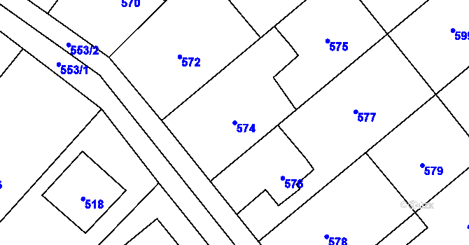 Parcela st. 574 v KÚ Dolní Marklovice, Katastrální mapa