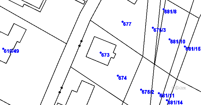 Parcela st. 673 v KÚ Dolní Marklovice, Katastrální mapa