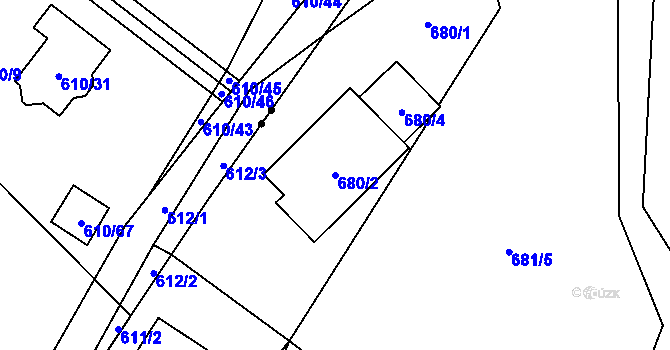 Parcela st. 680/2 v KÚ Dolní Marklovice, Katastrální mapa