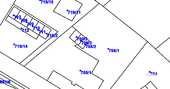 Parcela st. 706/2 v KÚ Dolní Marklovice, Katastrální mapa