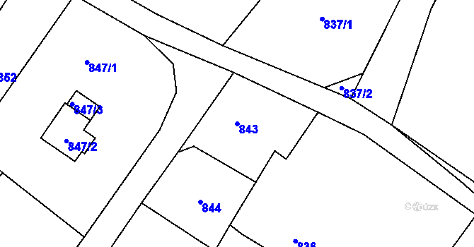 Parcela st. 843 v KÚ Dolní Marklovice, Katastrální mapa