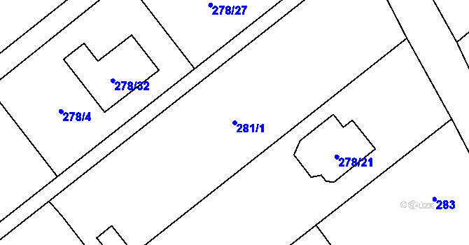 Parcela st. 281/1 v KÚ Dolní Marklovice, Katastrální mapa