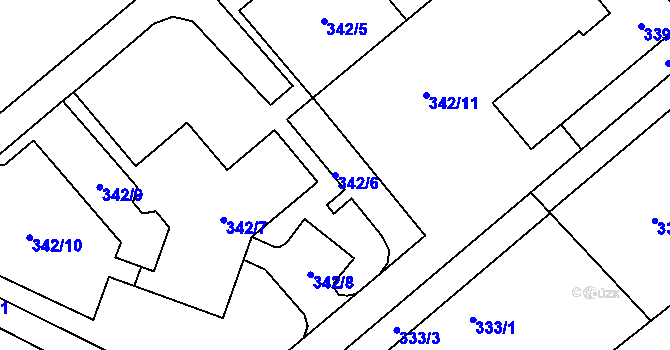 Parcela st. 342/6 v KÚ Dolní Marklovice, Katastrální mapa