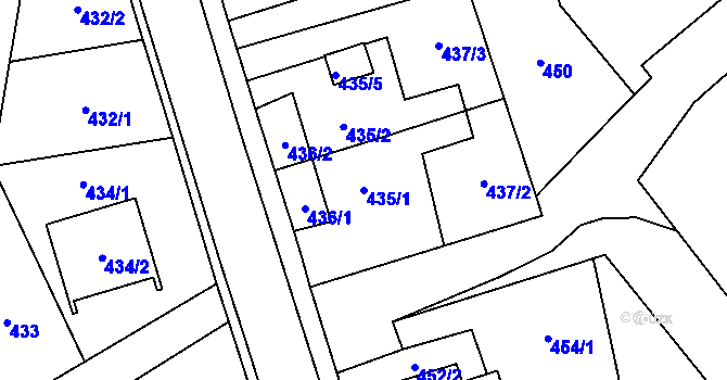 Parcela st. 435/1 v KÚ Dolní Marklovice, Katastrální mapa