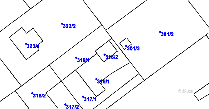 Parcela st. 316/2 v KÚ Dolní Marklovice, Katastrální mapa