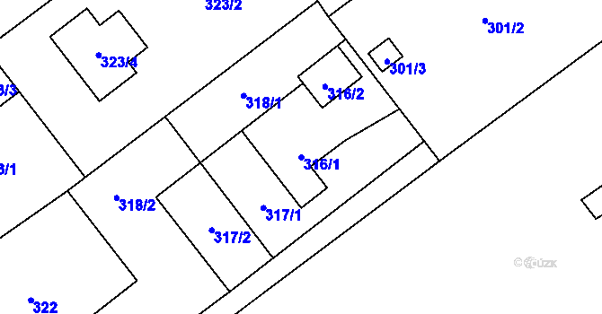Parcela st. 316/1 v KÚ Dolní Marklovice, Katastrální mapa