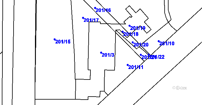 Parcela st. 201/3 v KÚ Petrovice u Karviné, Katastrální mapa