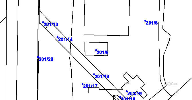 Parcela st. 201/9 v KÚ Petrovice u Karviné, Katastrální mapa