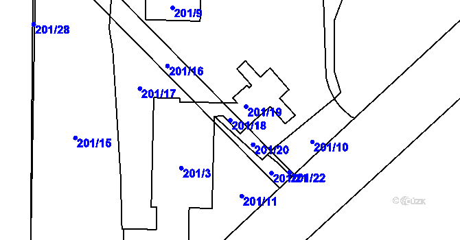Parcela st. 201/18 v KÚ Petrovice u Karviné, Katastrální mapa