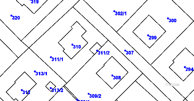 Parcela st. 311/2 v KÚ Petrovice u Karviné, Katastrální mapa