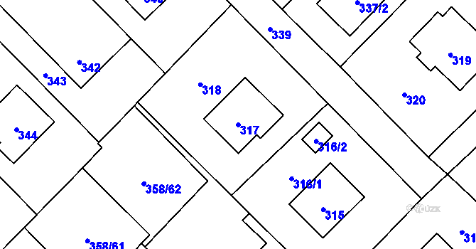 Parcela st. 317 v KÚ Petrovice u Karviné, Katastrální mapa