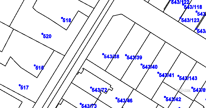 Parcela st. 543/38 v KÚ Petrovice u Karviné, Katastrální mapa